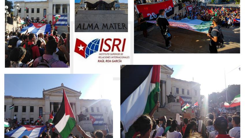  Estudiantes y trabajadores del ISRI junto al MINREX participaron en el mitin de Solidaridad con el pueblo Palestino 