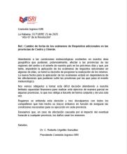 Cambio de fecha de los exámenes de Requisitos adicionales en las provincias de Centro y Oriente.
