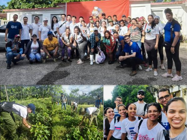 Trabajo voluntario en saludos al cumpleaños de Fidel Castro