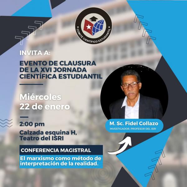 Clausura de la XVI Jornada Científica Estudiantil en el ISRI