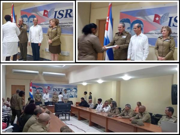 Graduación del Diplomado en Relaciones Internacionales del MINFAR y el MININT en el Teatro del ISRI