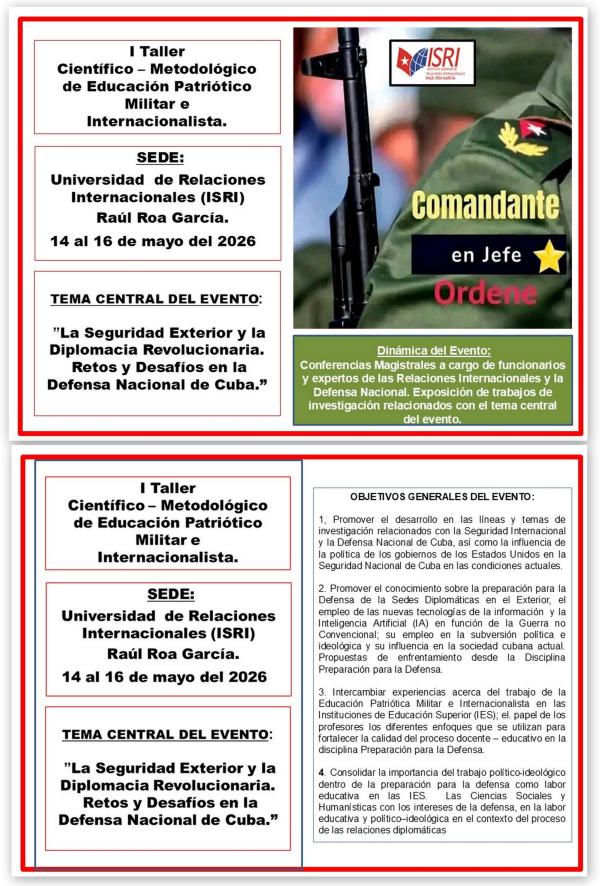 I Taller Científico – Metodológico de Educación Patriótico Militar e Internacionalista.