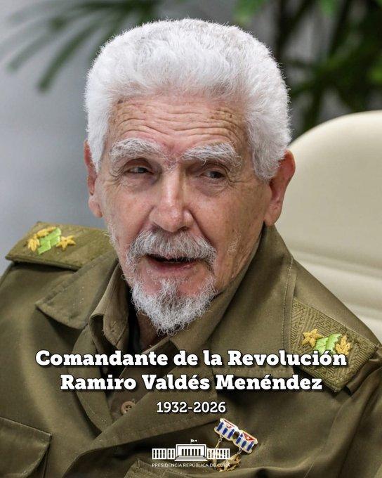 Fallece el comandante de la Revolución Cubana Ramiro Valdés Menéndez