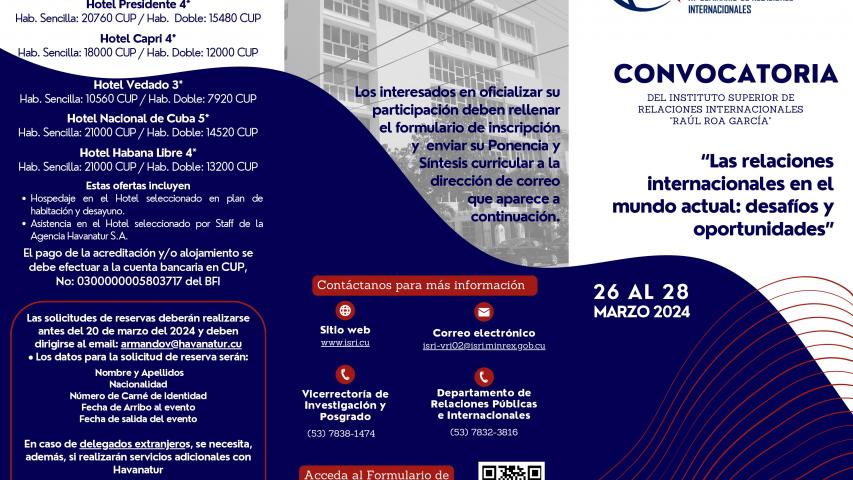 Convocatoria al XV SEMINARIO DE RELACIONES INTERNACIONALES