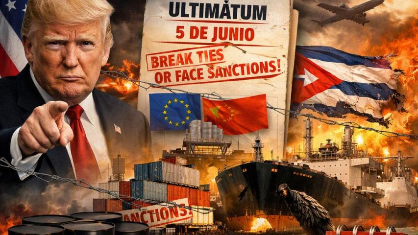 el presidente Donald Trump decreta nuevas medidas contra entidades extranjeras que operen en sectores vitales de la economía cubana, estableciendo el 5 de junio como fecha límite para que rompan vínculos