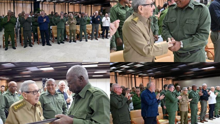 El General de Ejército, Raúl Castro Ruz, asistió al acto por el aniversario 65 de la Dirección de Seguridad Personal.